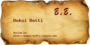 Beksi Betti névjegykártya